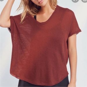 UO Frankie Oversized Waffle Knit V neck Tee
